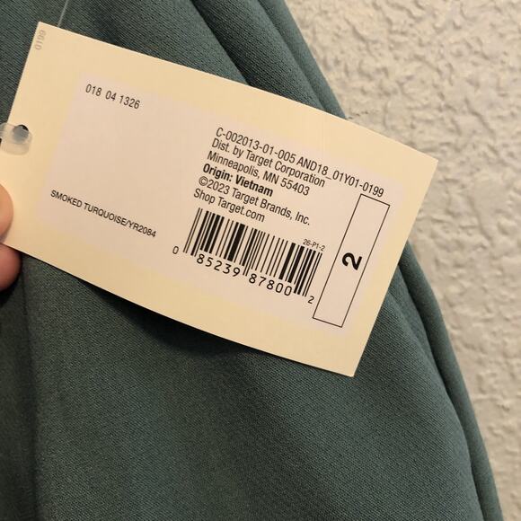 A New Day Smoked Turquoise Tapered Leg High Rise Slim Pants 2R Pockets Trousers - Picture 4 of 10